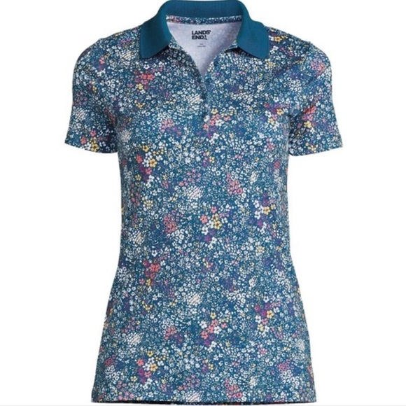Lands’ End Baltic Teal Women’s Polo T-Shirt - Picture 1 of 9